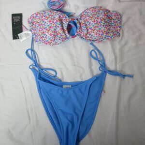 wild fable 2 Piece Bikini Reversible Top Light Blue Pink Size Small/XS  NWT